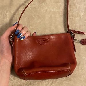 Vintage Coach Red Leather Baguette Bag